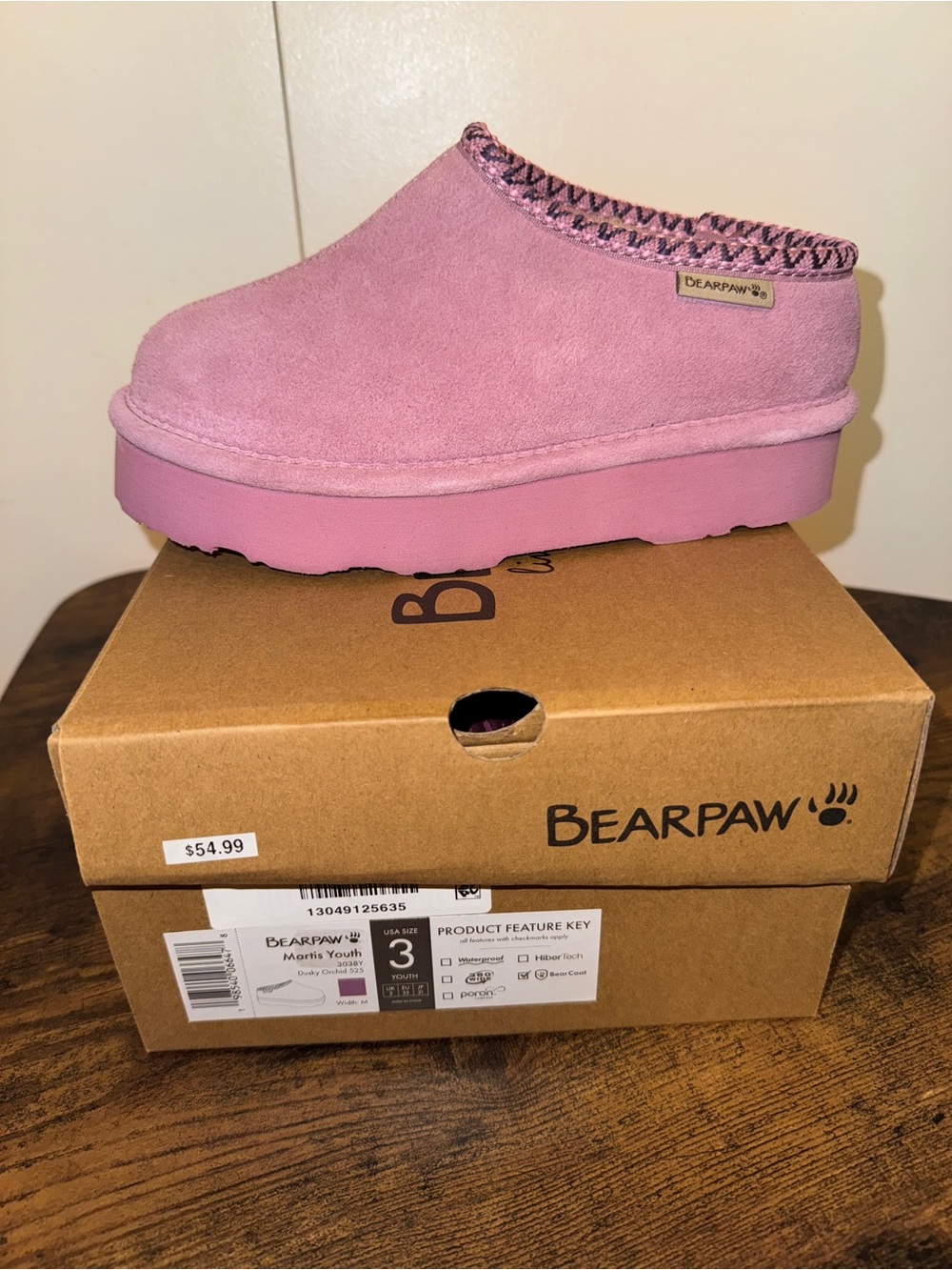 Bearpaw girls martis youth slip on boots sz 3